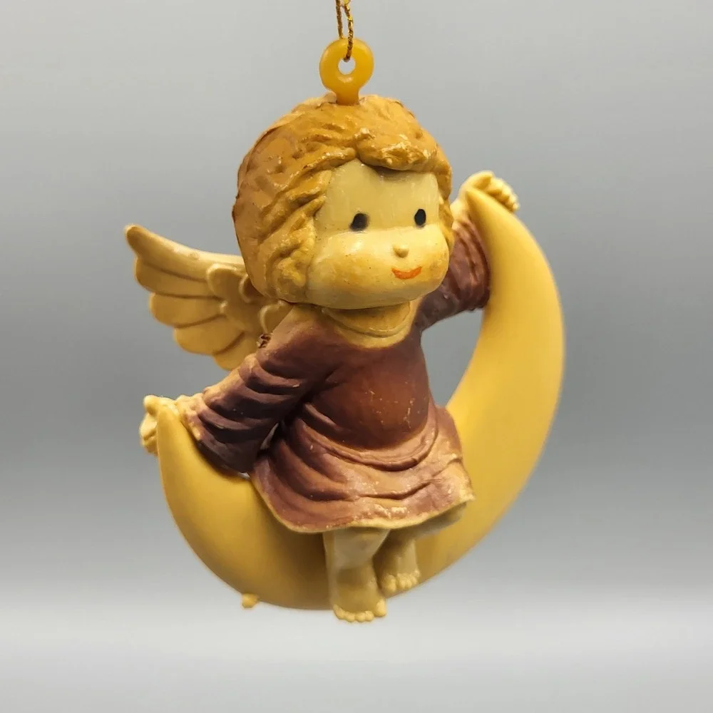 Vintage Angel Christmas Ornament Crescent Moon Celestial Holiday Decor Hong Kong